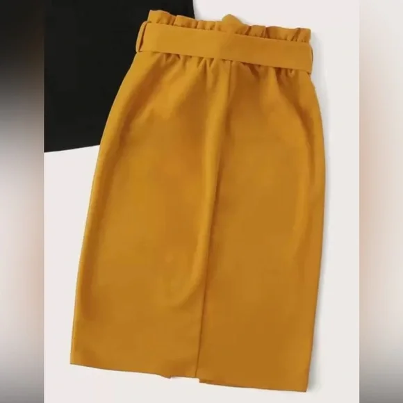 SHEIN Mustard Button-Front Pencil Skirt (M) / NWOT - Picture 2 of 6